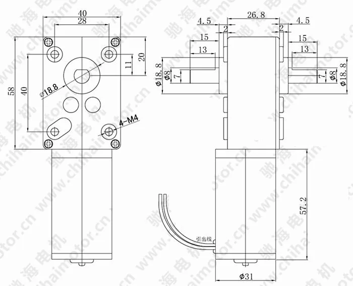 GW4058-31ZY турбины Вихрь DC Gearmotors Магнитный зал кодеры двойной выход валы