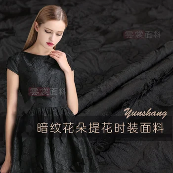 

155cm wide thin autumn and winter European high-grade yarn-dyed jacquard fabric fashion dress dark-striped flower brocade fabric