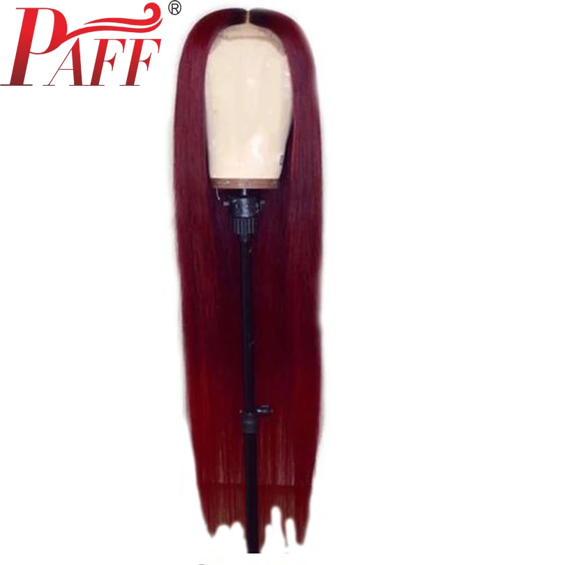 PAFF на заказ 99J длинный парик 24 26 28 30 дюймов кружева спереди человеческие волосы парики с волосами младенца Красный Бразильский Прозрачный кружева