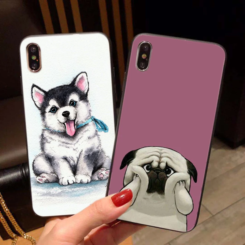 Cartoon Silicone Phone Case For iPhone 7 8 Plus XS MAX XR Cute Faithful friend Cover X 6 6S Coque Fundas |