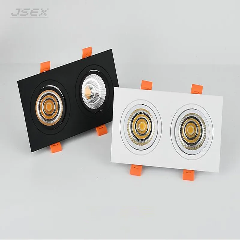 

Double Square Recessed Dimmable LED Downlights 14W18W24W COB LED Ceiling Lamp AC110V 220V LED Spot Lights Indoor Lighting