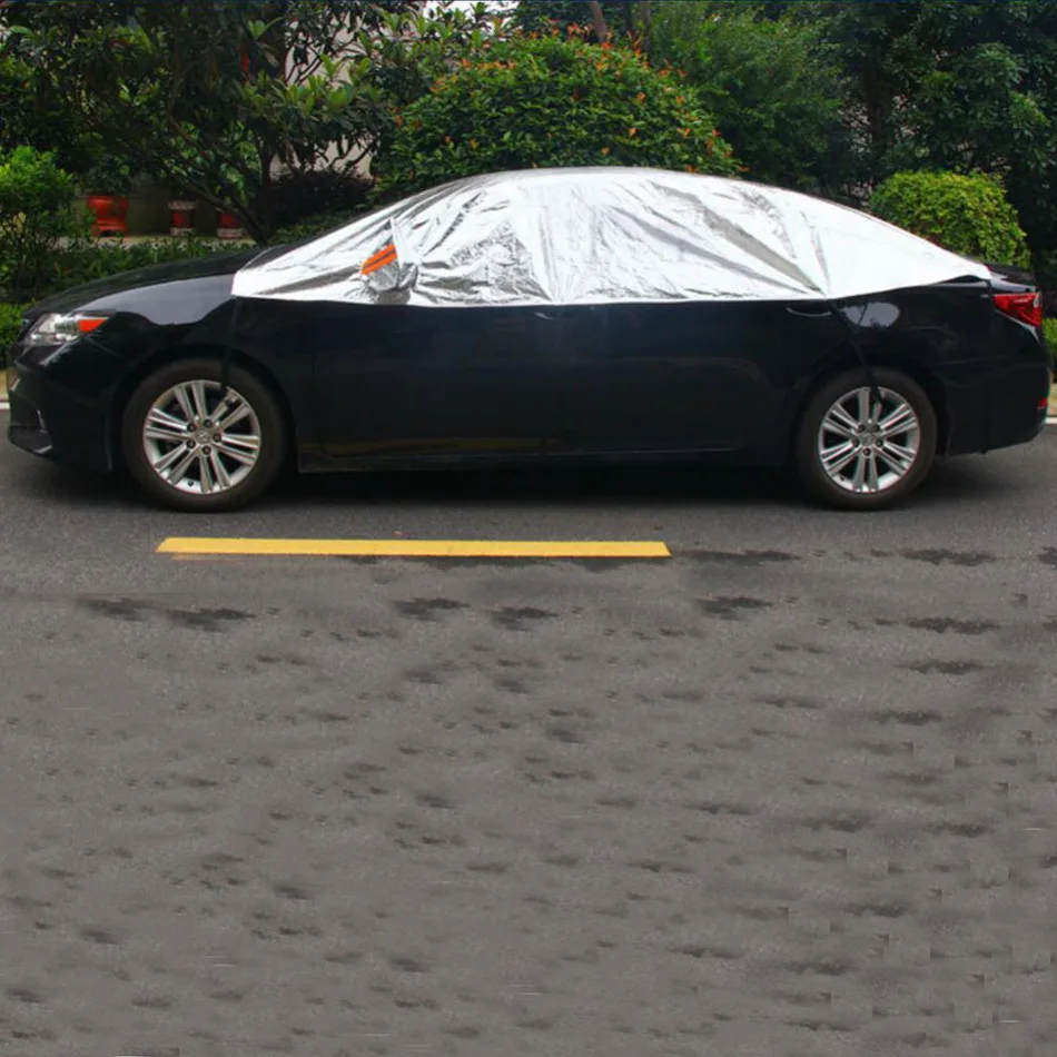 

Multifuctional Car Half Covers Aluminum Portable Snow Prevention Sunshade Dust-proof Cover Heat Insulation Cover for Outdoor