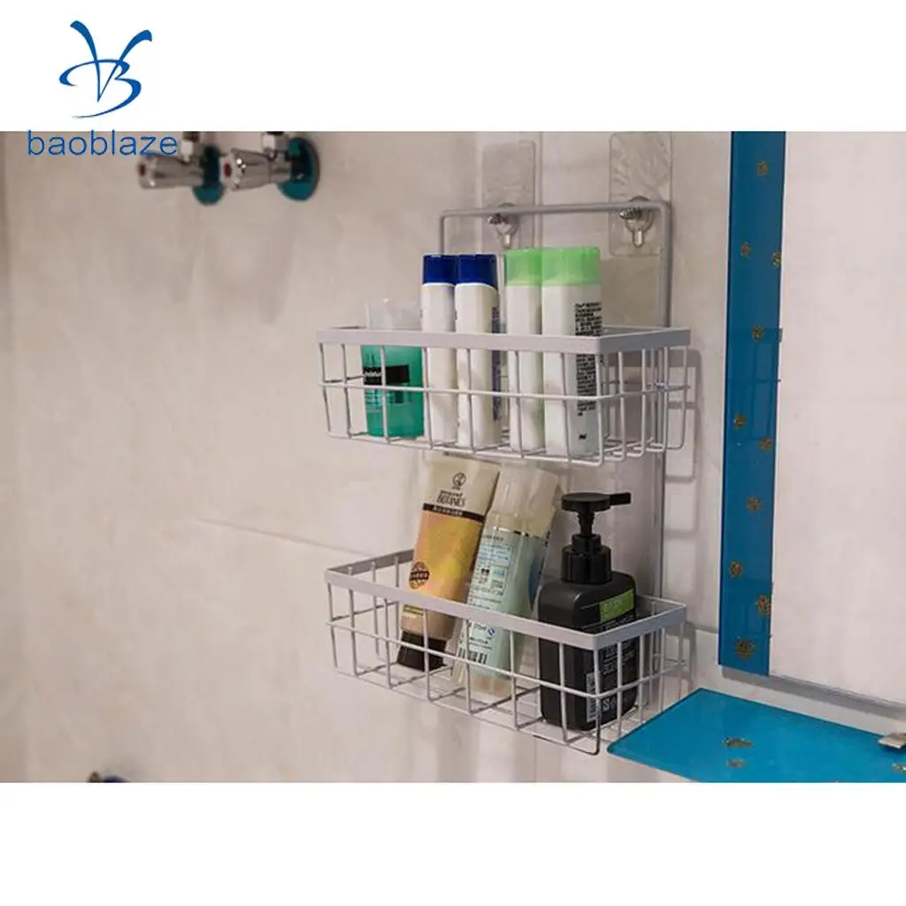 2-Tier Ktichen Bathroom Shower Caddy Wall Corner Rack Shelf Shampoo Bottle Storage Holder