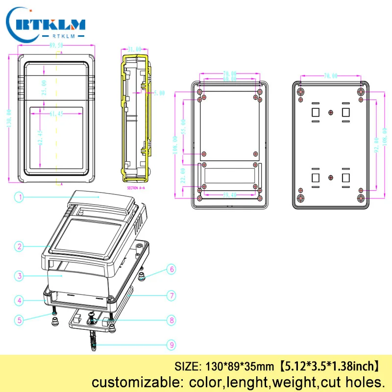 Настенная электрическая коробка IP54 abs Пластиковая распределительная коробка diy ящики для инструментов 130*89*35 мм 5 шт