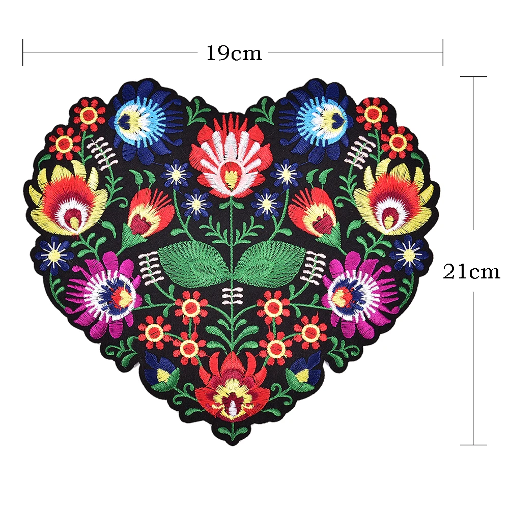 

Heart Shape Flower Embroidery Applique Patches For Clothing Iron On Patch Applique For DIY Clothes Jackets Sewing Craft