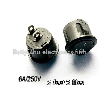 

50PCS/LOT Round Rocker Switch KCD1-105 Black 2 feet 2 files rocker switch 10A / 125V 6A / 250V