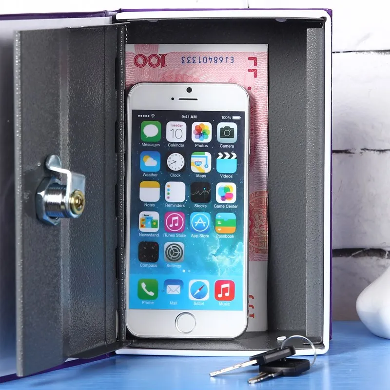 Book Secret Hidden Security Safe Lock Cash Money Jewellery Locker Box M Size 2 Models (Security Code or Key) for Choice