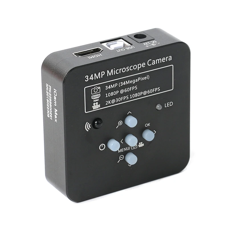  34MP 2K 1080P 60FPS HDMI USB Microscope Camera 3.5~90X Continuous Zoom Trinocular Stereo Microscope