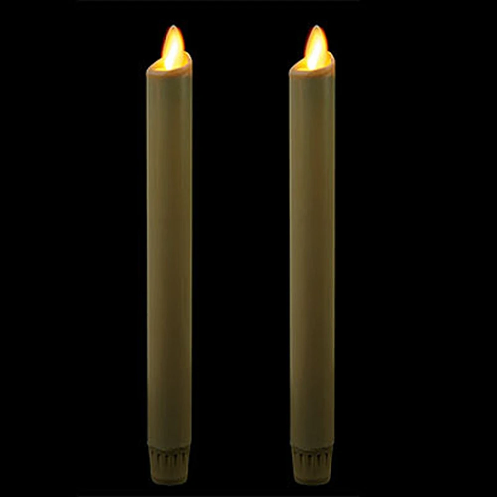 

Ksperway Set of 2 Flameless Moving Wick LED Taper Candles Real Wax Surface with Timer and Remote for Home Decoration