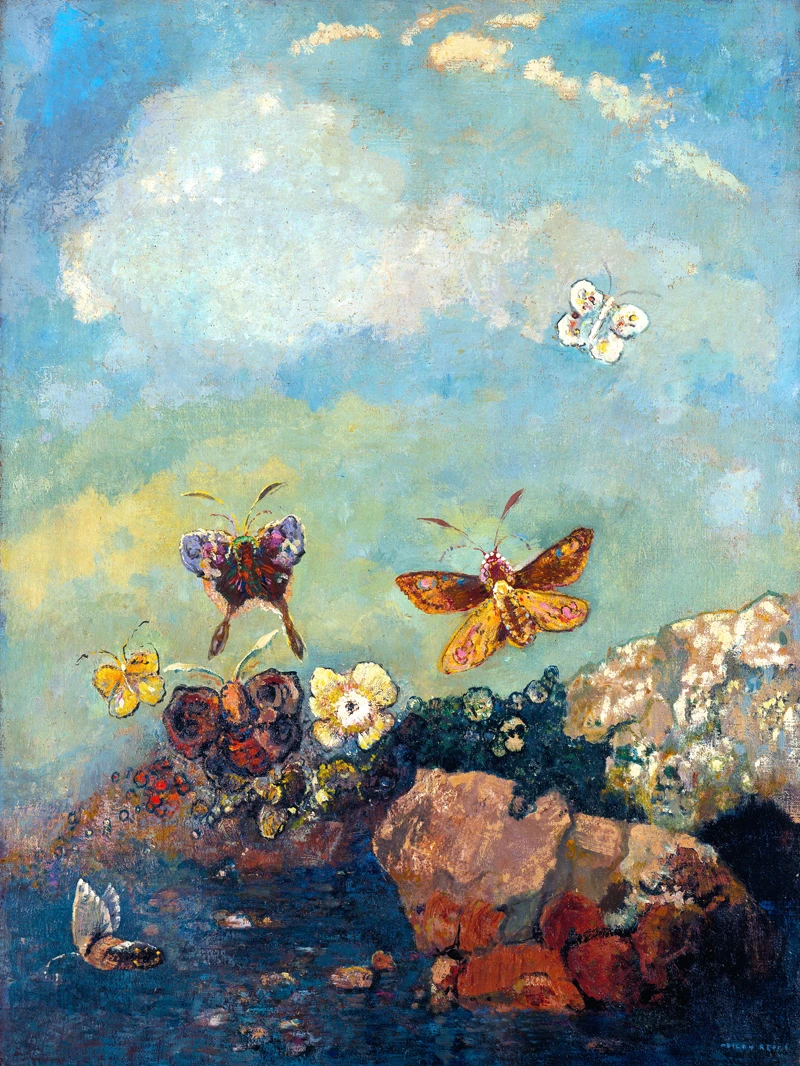 

abstract canvas painting mural prints portrait surrealism art giant poster pictures home decor the Butterflies By Odilon Redon