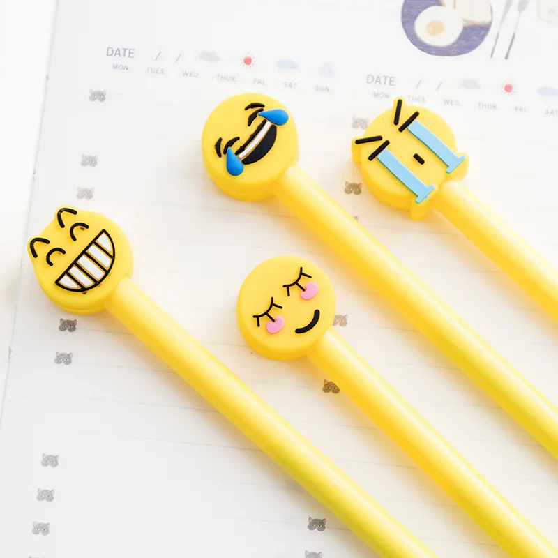 0 5mm Симпатичные Kawaii смайлик выражение гелевая ручка Подпись Ручки Эсколар Papelaria