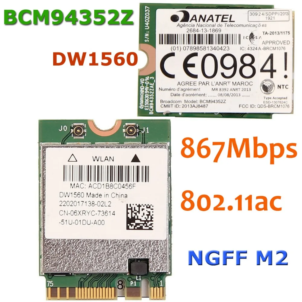 Wireless wifi card for broadcom bcm94352z 867mbps 802 11ac ngff m 2