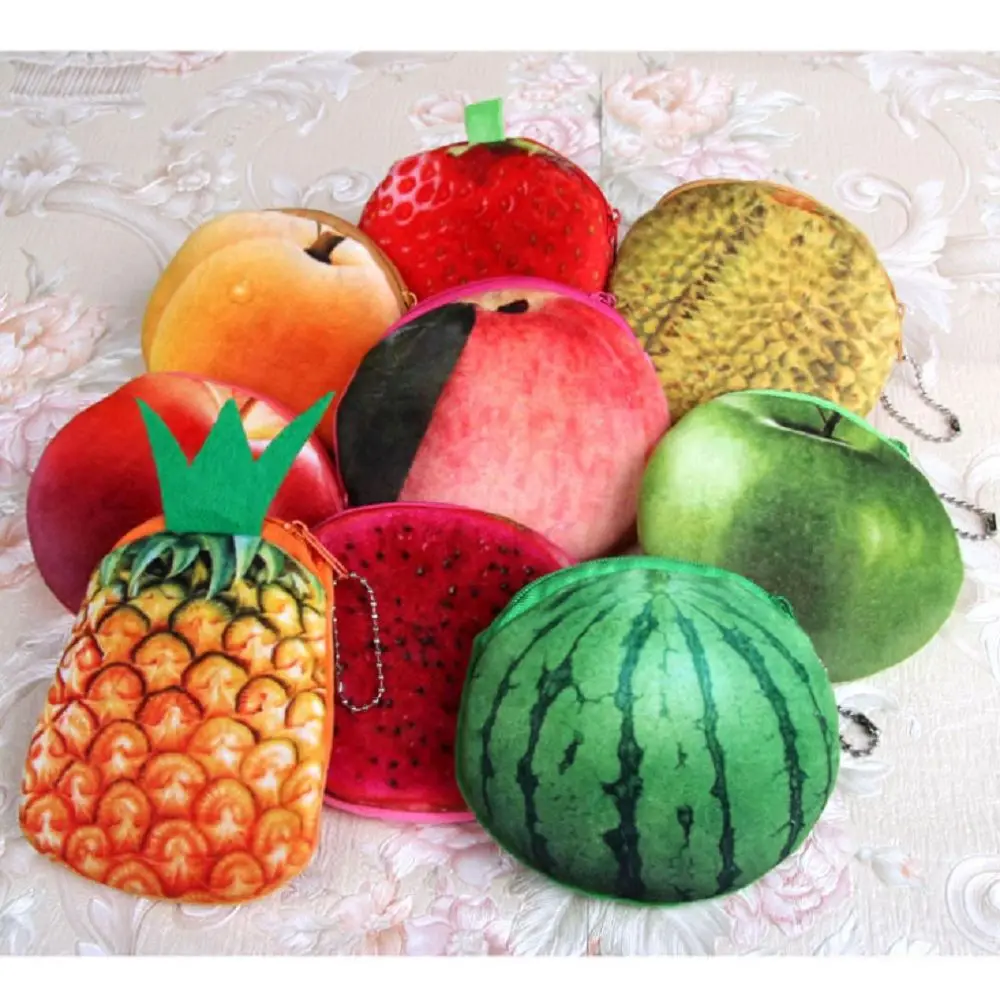 

New Fruits BAG Mini 11*10cm Gift Coin Bag pineapple Lemon Etc Little Coin Purse 8cm key hook coin wallet bag Pouch