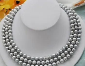 

Beautiful 50" Hot 8-9mm gray natural pearl necklace Yellow Clasp