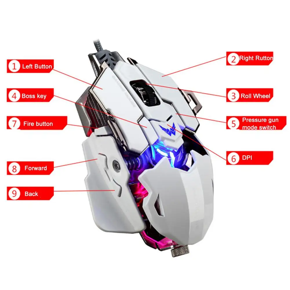

New Arrival USB Wired Gaming Mouse 4000DPI 10 Buttons Professional Pro Mouse Gamer Computer Mice for PC Laptop