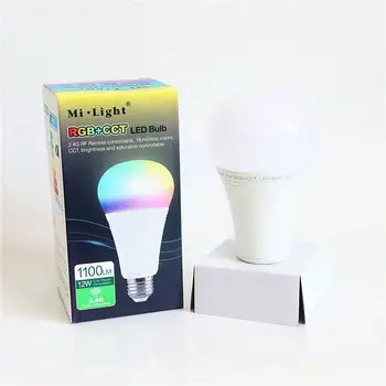 

Mi Light 12W RGB+CCT LED Bulb E27 AC 86-265V RGB+CW+WW LED Lamp Controlled by WiFi iBox / 2.4G RF Remote / Wireless Panel Remote