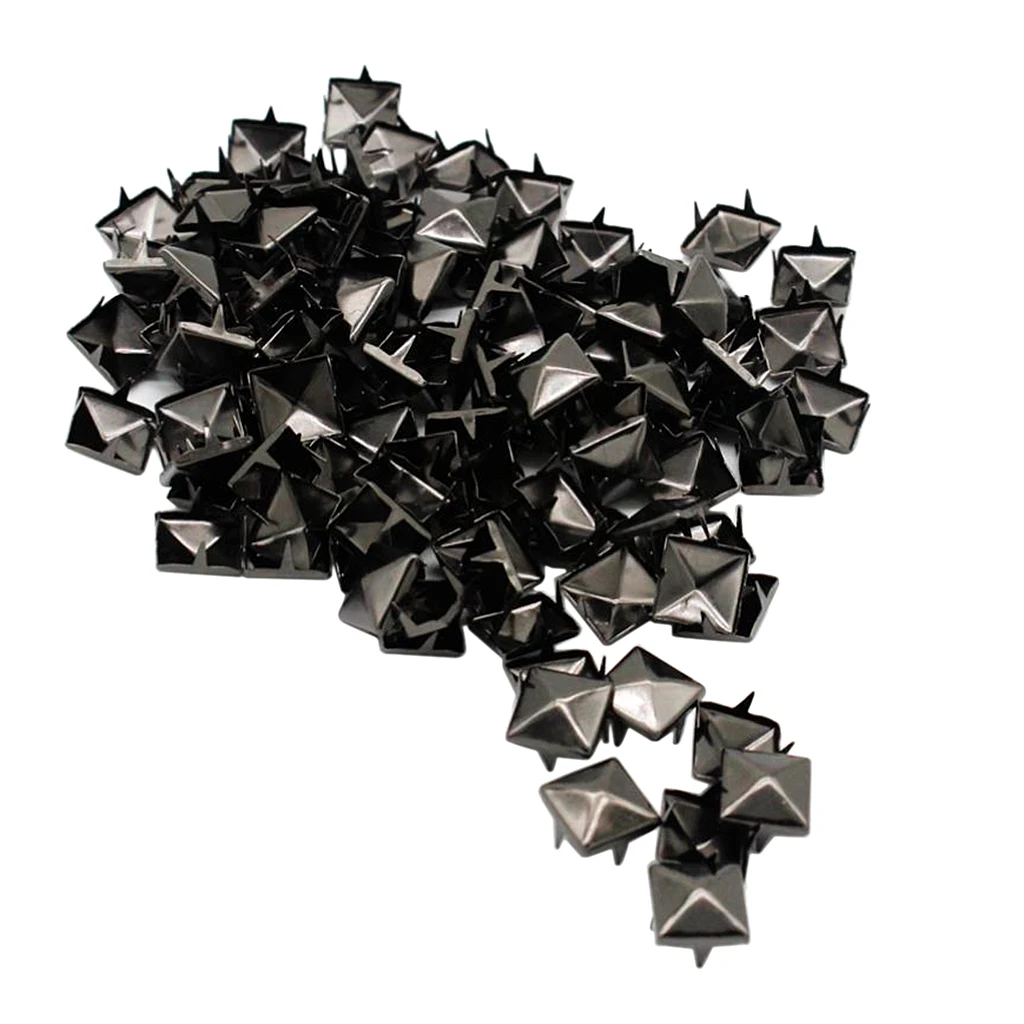 100 Sets 10mm Pyramid Square Rivet Stud and Spikes Nailhead Garment Rivets for Belts Leathercraft