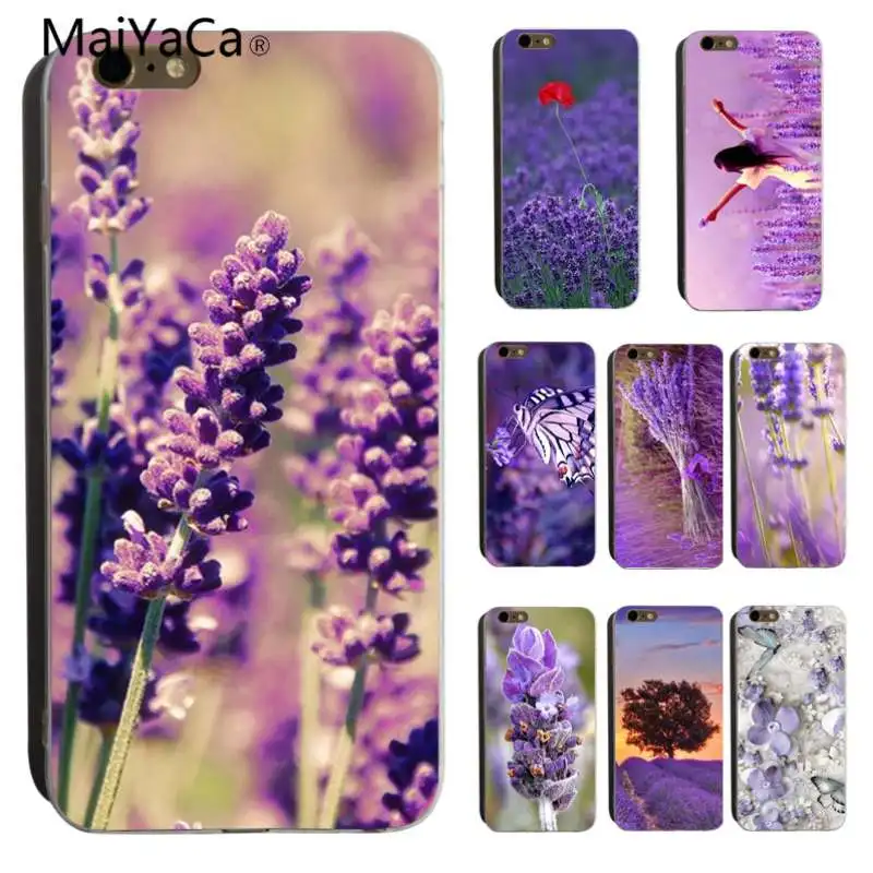 

MaiYaCa Lavender Rubber Cover Case For iPhone 6 6S 7 7plus 8 8Plus 5 5S for iPhone X Transparent phonecase