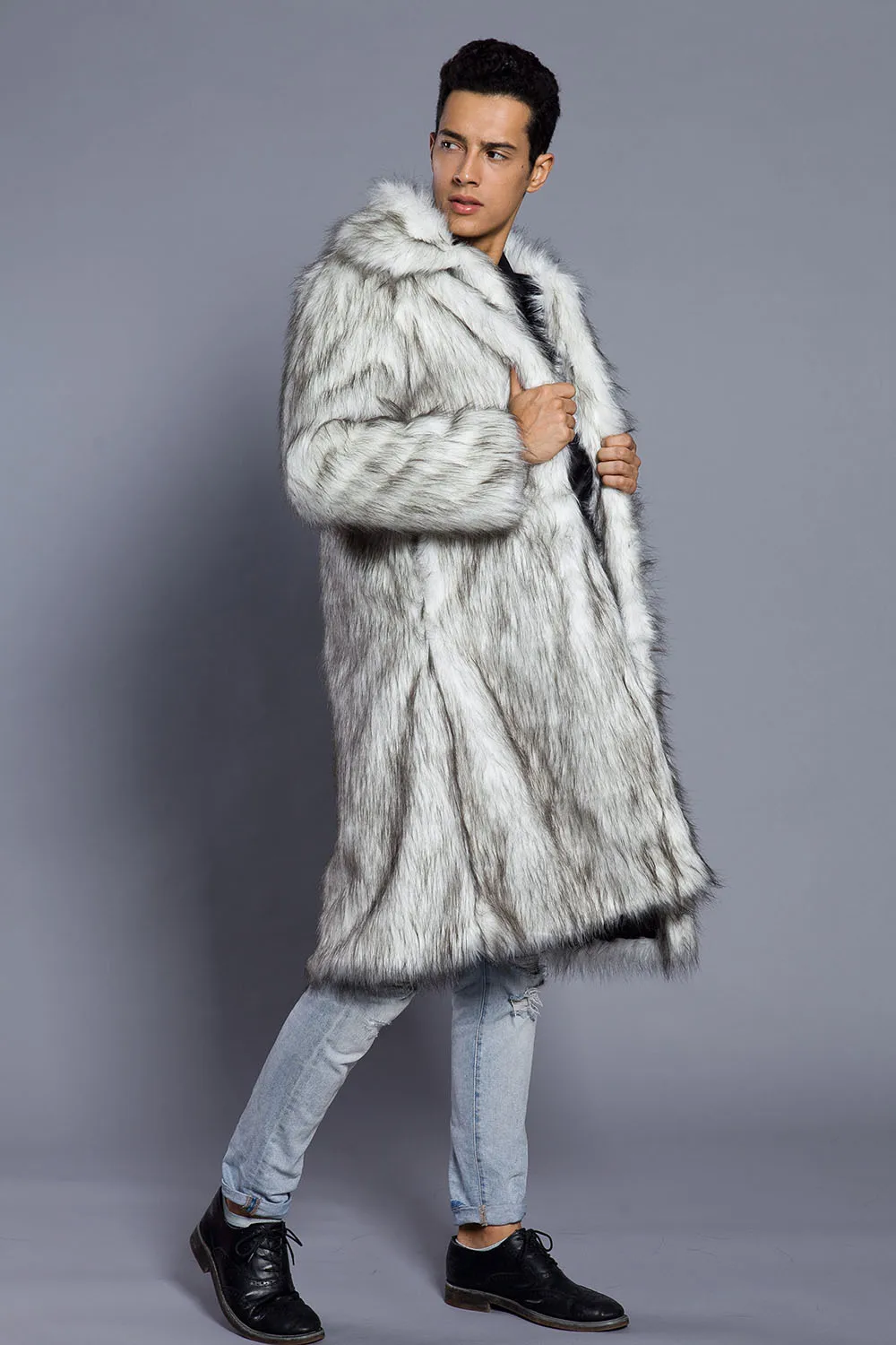 Мужское меховое пальто, зимняя верхняя одежда из искусственного меха, теплое пальто, мужские куртки в стиле панк, длинные кожаные пальто, Мужская меховая брендовая плотная одежда