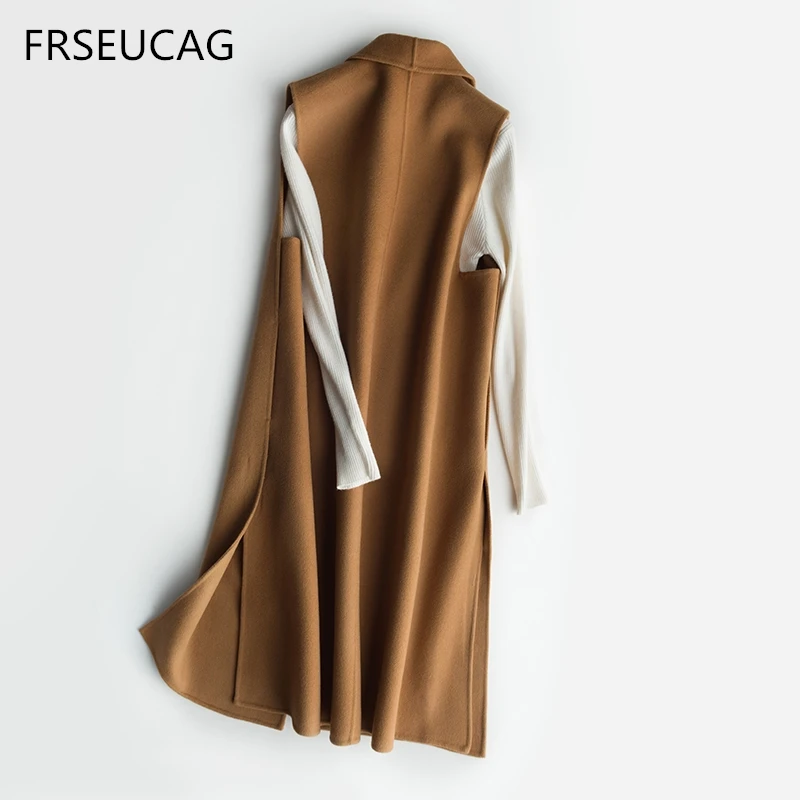 2018 Best selling autumn and winter new double-sided cashmere vest ladies knit long cardigan fashion high-grade wool coat vest Coats