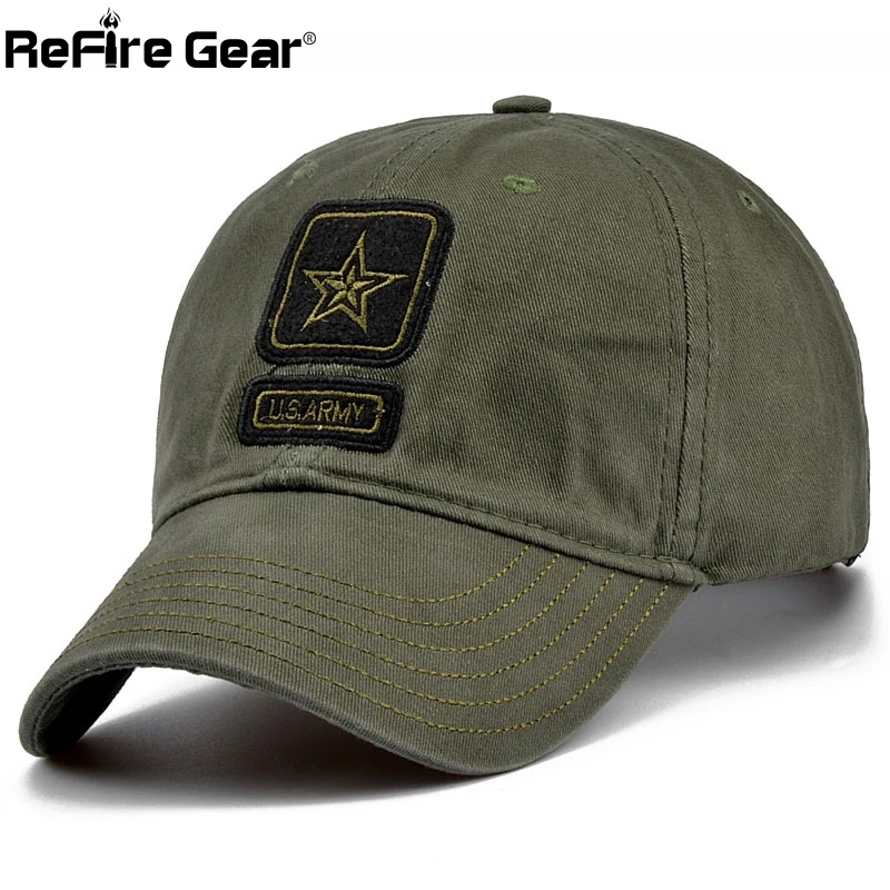 

ReFire Gear Men's Cotton Baseball Cap Summer Autumn Camouflage Cap Tactical US Army Embroidery Hat Casual Fashion Men Women Caps