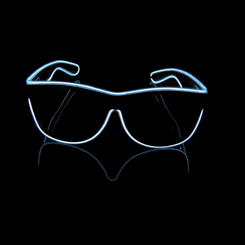 LED Glowing Glasses Flashing Glass EL Wires Novelty Party Decorative Club Lighting Cosplay Masks Gift Bright Light Sunglasses - Цвет: White