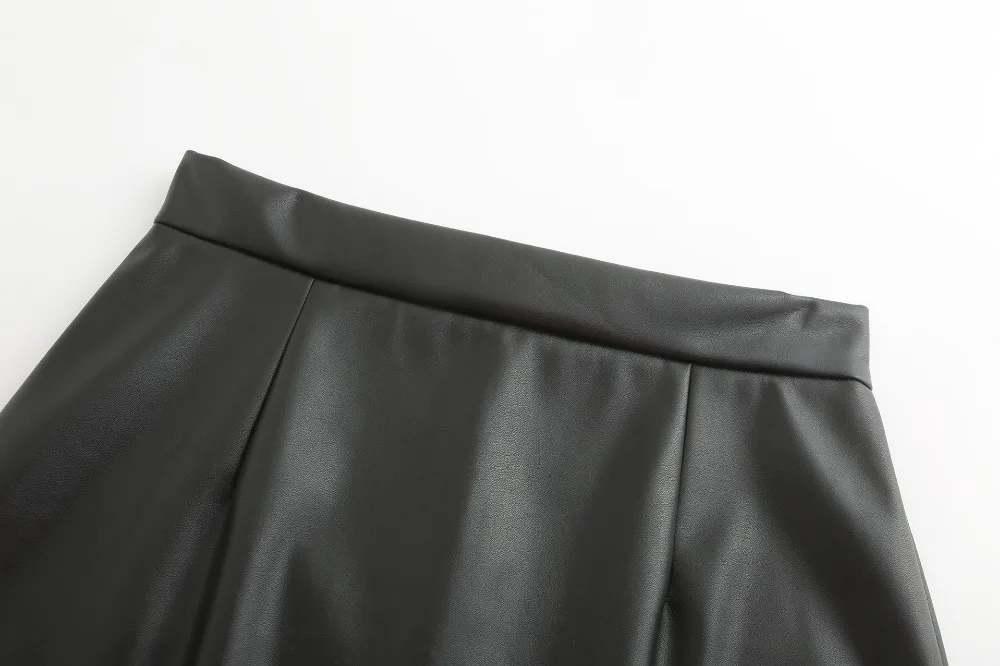 Плюс размер высокая талия PU кожа обтягивающее по бедрам сексуальное карандаш юбка Уличная молния открытый спереди мини-юбки Клубная одежда Мини-юбка
