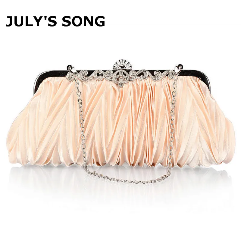 

Fashion Lady Party Wedding Handbag Purse Girl Soft Evening Bag Bridal Women Satin Crystal Clutch Dinner Small Chain Purse