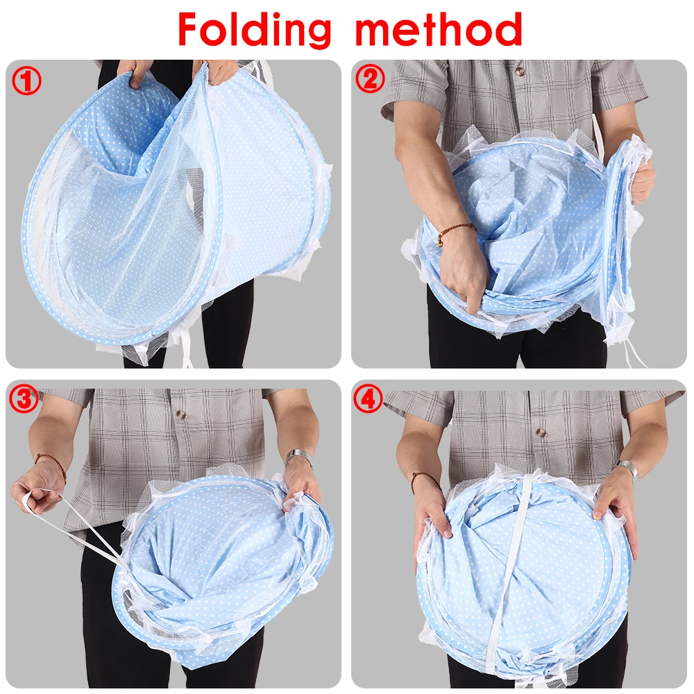 4pcs/lot Baby Crib Baby Bed With Mattress Pillow Set Portable Folding Crib Netting Newborn Bedding