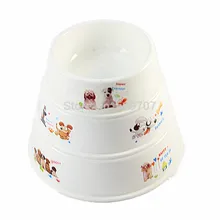 Dog Bowls Cartoon Print Plastic Dog Cat Food Bowl Anti Skid Portable Feeding and Watering Bowls