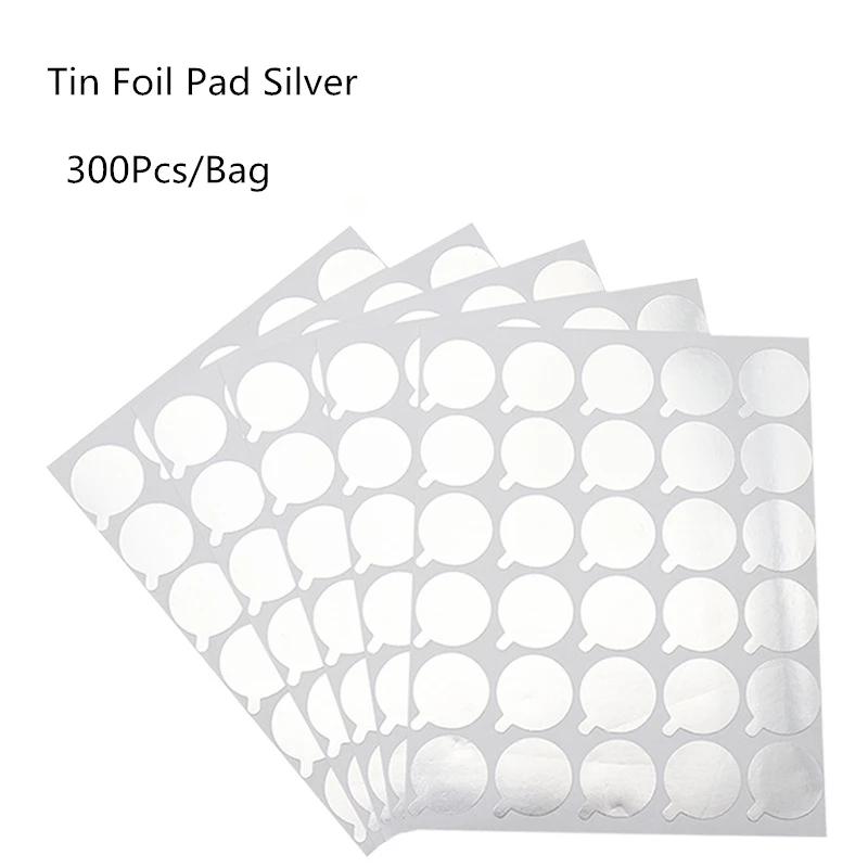 

300 Pcs Disposable Waterproof Sticker Grafting Eyelash Special Glue Sticker Tin Foil Pad Silver Patches Grafting Extension Tool