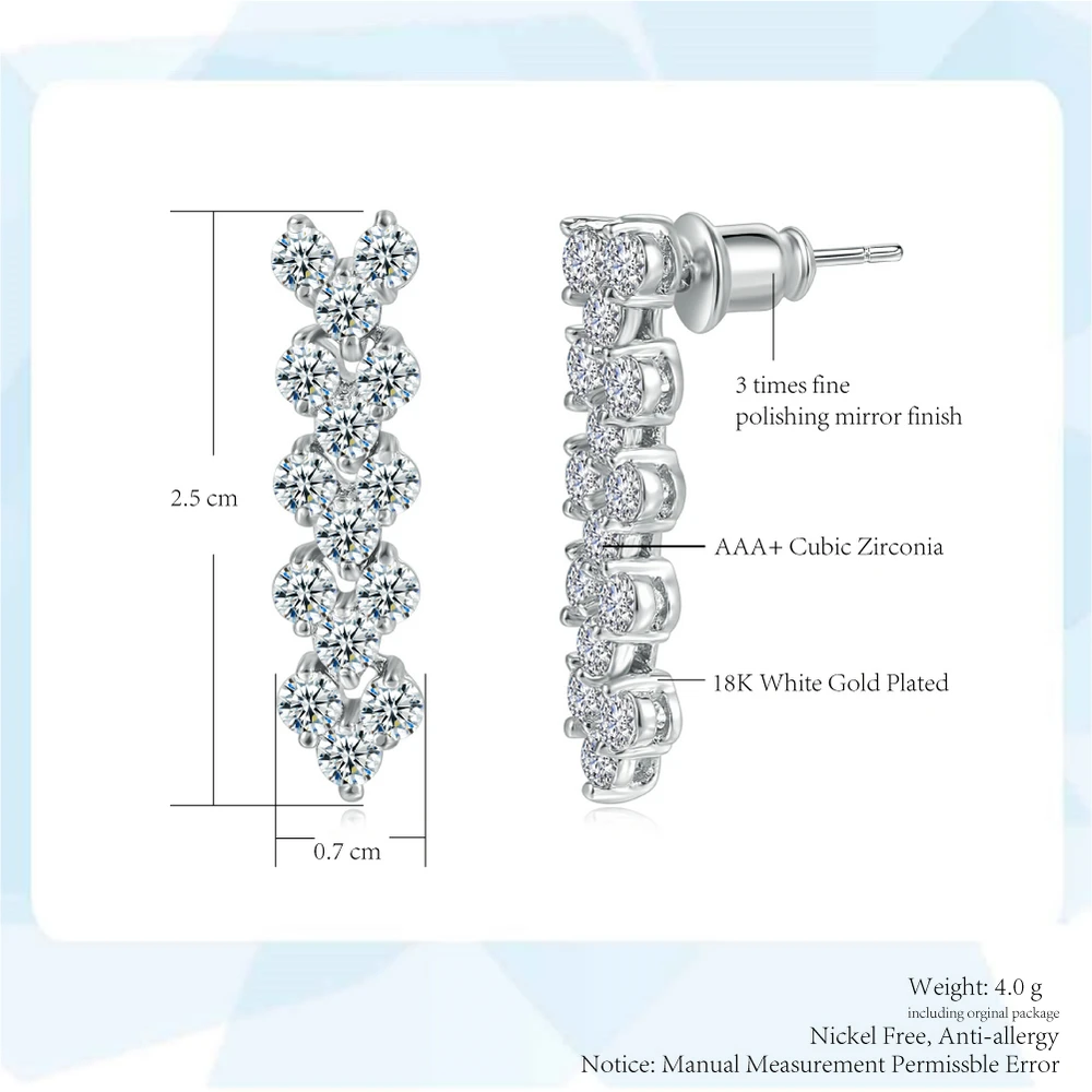 ZHOUYANG Wedding Drop Earring For Women luxury Roman Style AAA+ Cubic Zirconia Silver Color Party Gift Fashion Jewelry E013