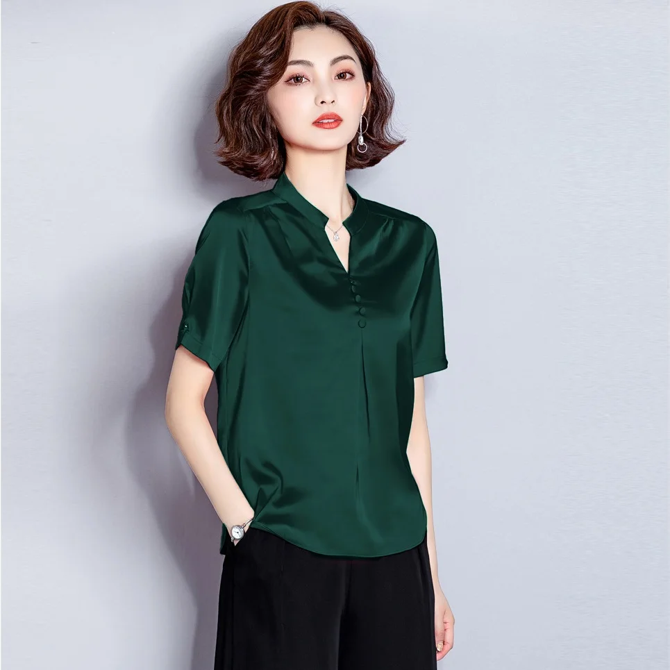 Summer Women Shirts Female Ladies New Short-sleeved Plus Size high-elastic Blouse Plain Candy Color Blusas Korean Femininas 4XL |