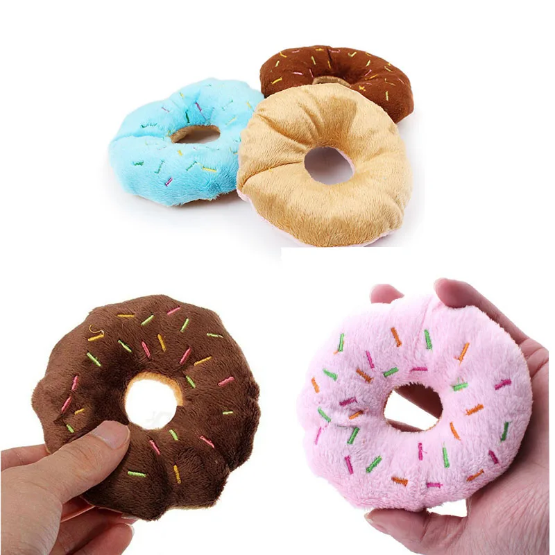 plush donut dog toy