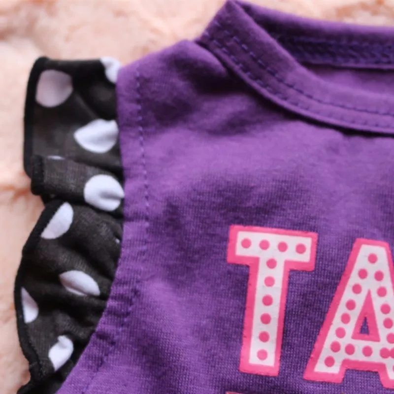 Футболка с принтом с буквами т домашних животных без рукавов Одежда Dots миска для щенка для принцесс со вставкой из Размеры XS S M L