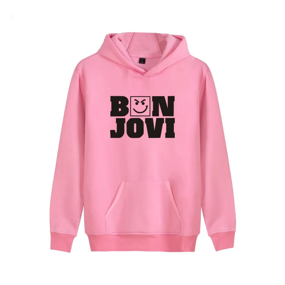 Новый розовый милый Свитшот Bon Jovi Толстовка Зима мягкий хлопок негабаритных пара унисекс мужская толстовка с капюшоном Harajuku для женщин