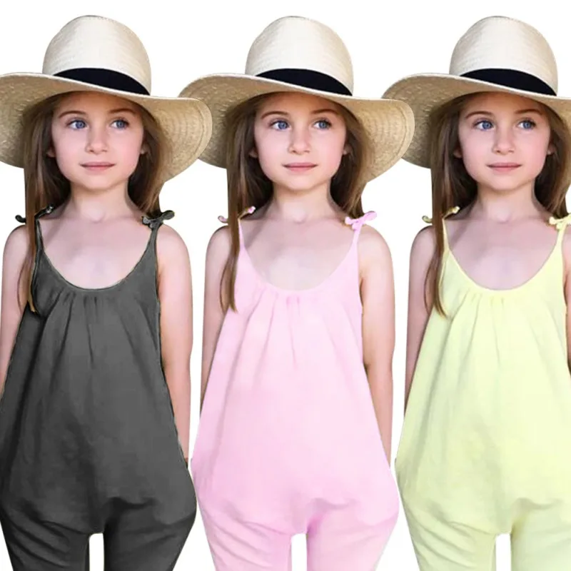 

Kids Girls Jumpsuits Summer Baby Girl Clothes Solid Overalls Jumpsuit Bodysuits Soft Girls Fashion Outfit Clothes