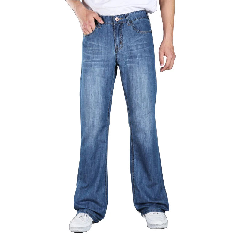 

Mens Big Flared Jeans Boot Cut Leg Flared Slim Fit Mid Waist Male Designer Classic Denim Jeans Pants Bell Bottom Jeans