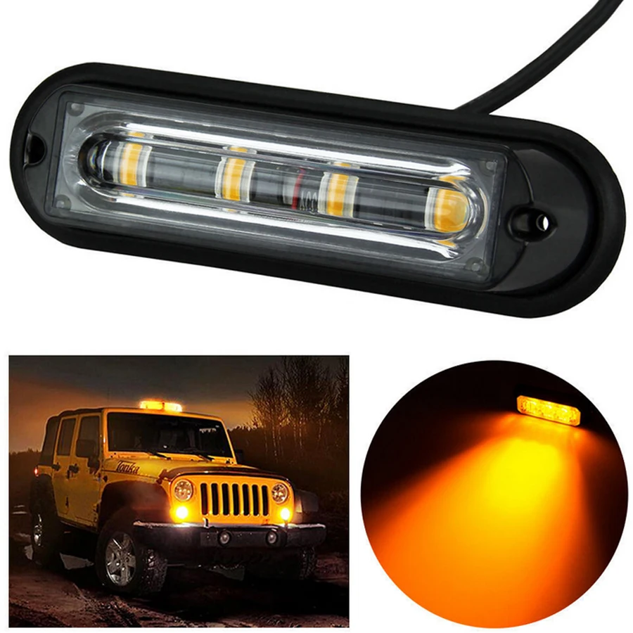 4LED Light Bar Beacon Vehicle Grill Strobe Emergency Warning Flash