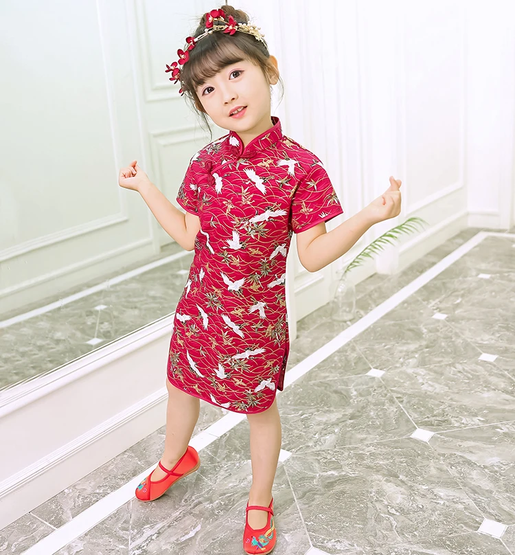 Qipao/платья для маленьких девочек коллекция года, модная новогодняя Детская одежда в китайском стиле Одежда для девочек, Cheongsam платье с цветочным рисунком