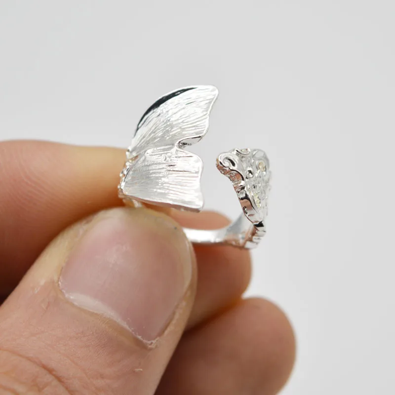 1 шт серебряное кольцо с кастетом русалки, кольцо с рыбьим хвостом, кольцо для женщин и мужчин - Цвет основного камня: Silver