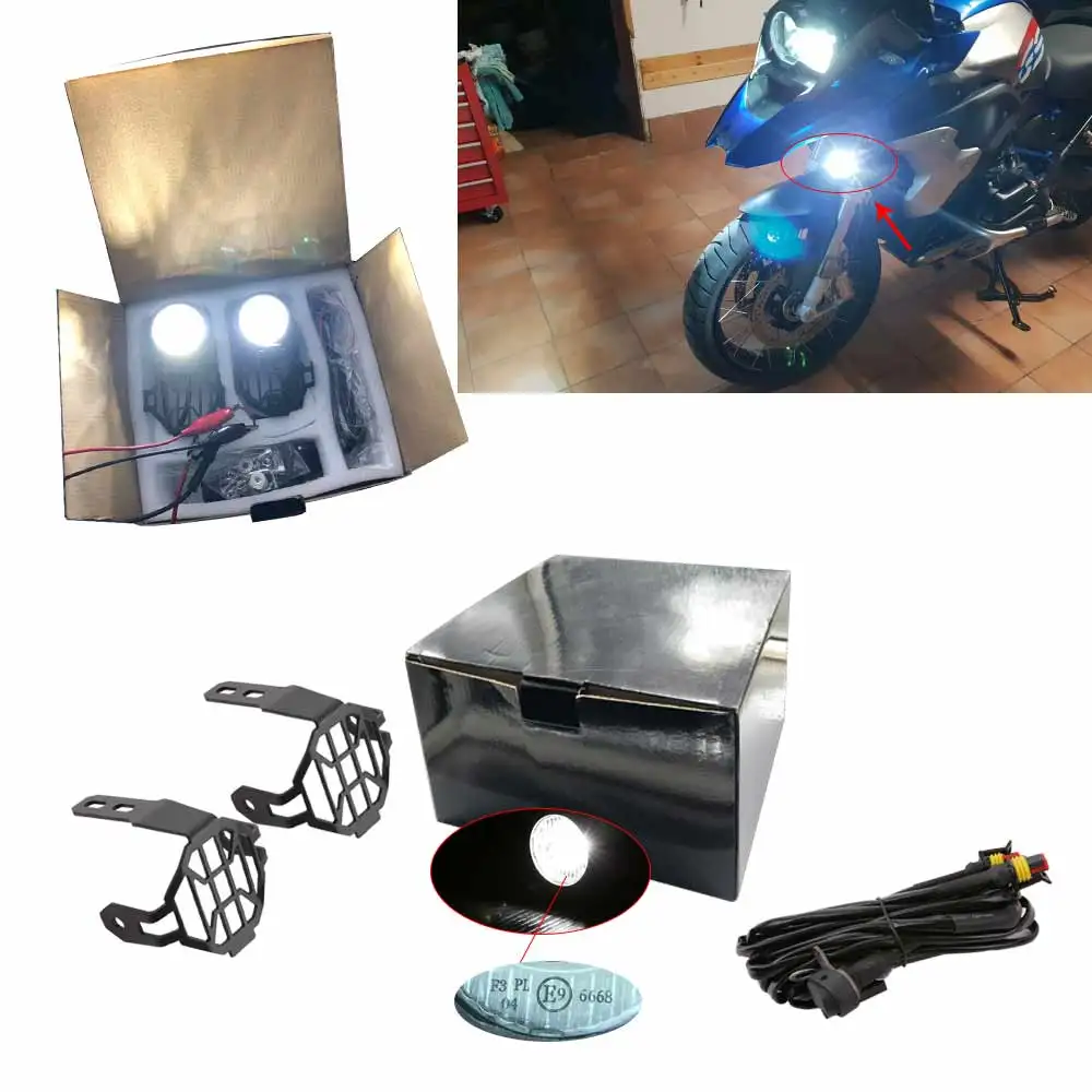 

Motorcycle LED Fog Light Safety Driving Lamp with Motobike Accessories Guards&Wiring Harness For BMW Waterfowl R1200GS
