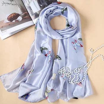 

luxury brand summer women scarf fashion quality soft silk scarves female shawls Foulard Beach cover-ups wraps silk bandana