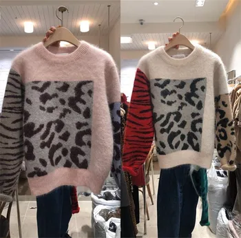 

High Quality Women O-Neck Patchwork Sweaters Autumn Winter Warm Knitted Pullovers Casual Long Sleeve Loose Tops