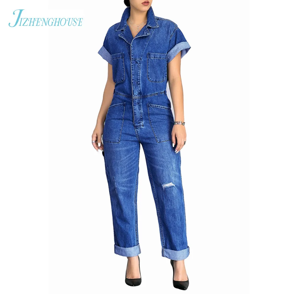 

JIZHENGHOUSE Hot Clothes Women Denim Jumpsuits Rompers Jeans Trousers Casual Vintage Overalls Pants Female Jumpsuit