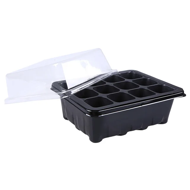 WCIC 12 Holes Plant Seedling Tray Plastic Square Shaped Nursery Pot Vegetable Fruit Sprout Plate Flowerpot Garden Seedling Box