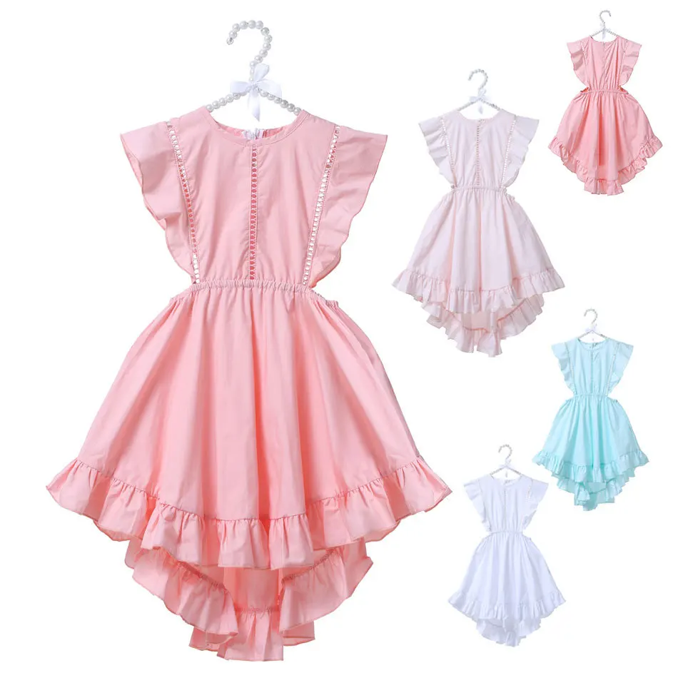 Girls BOHO Ruffles Dress Sweet Fashion Dovetail Dresses Solid A-Line Children Princess Clothes | Детская одежда и обувь