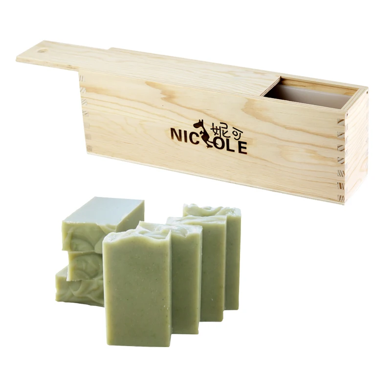 

Nicole Silicone Soap Mold Tall and Thin Loaf Mould with Wooden Box for DIY Natural Handmade Tool