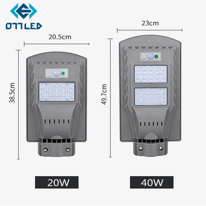 Светодиодный уличное светодиодное освещение Солнечный свет 20 Вт 40 Вт Водонепроницаемый IP65 датчик движения дорожный светильник уличное освещение для Пласа сада двора улицы