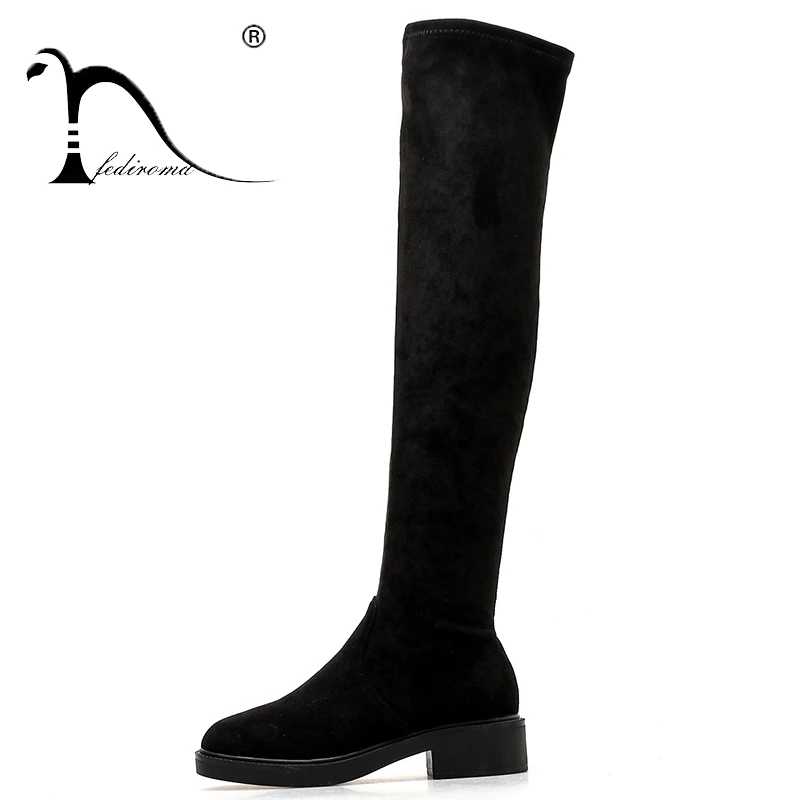 

FEDIROMA 2018 New Flock Women Over The Knee Boots Women Fashion Winter Thigh High Boots Square Heel Warm Winter Boots